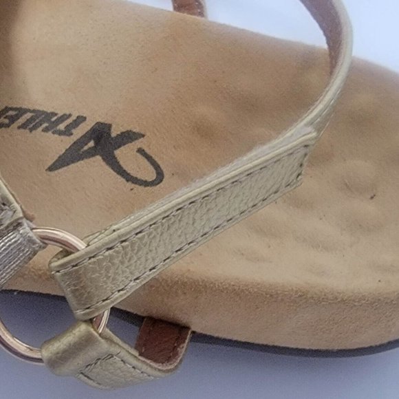 Athlefit Women's Comfortable Orthopedic Sandals Thong Dressy T-Strap SIZE 9 GOLD - Picture 8 of 15